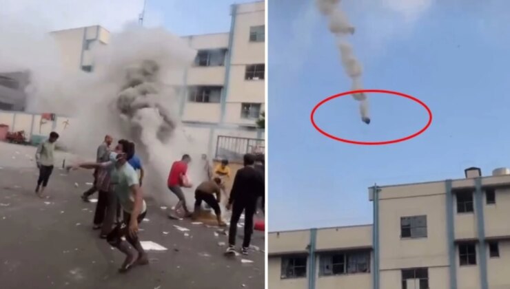 İsrail, Gazze’deki bir okulu yasaklı olan beyaz fosfor bombalarıyla vurdu! Panik anları anbean kamerada