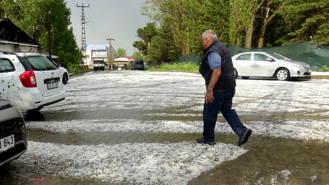 Kars’ın Sarıkamış ilçesinde sağanak ve dolu etkili oldu