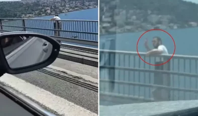 Köprüye çıkan şahıs, el salladıktan sonra kendini boşluğa bıraktı