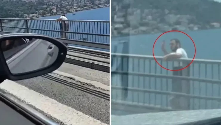 Köprüye çıkan şahıs, el salladıktan sonra kendini boşluğa bıraktı